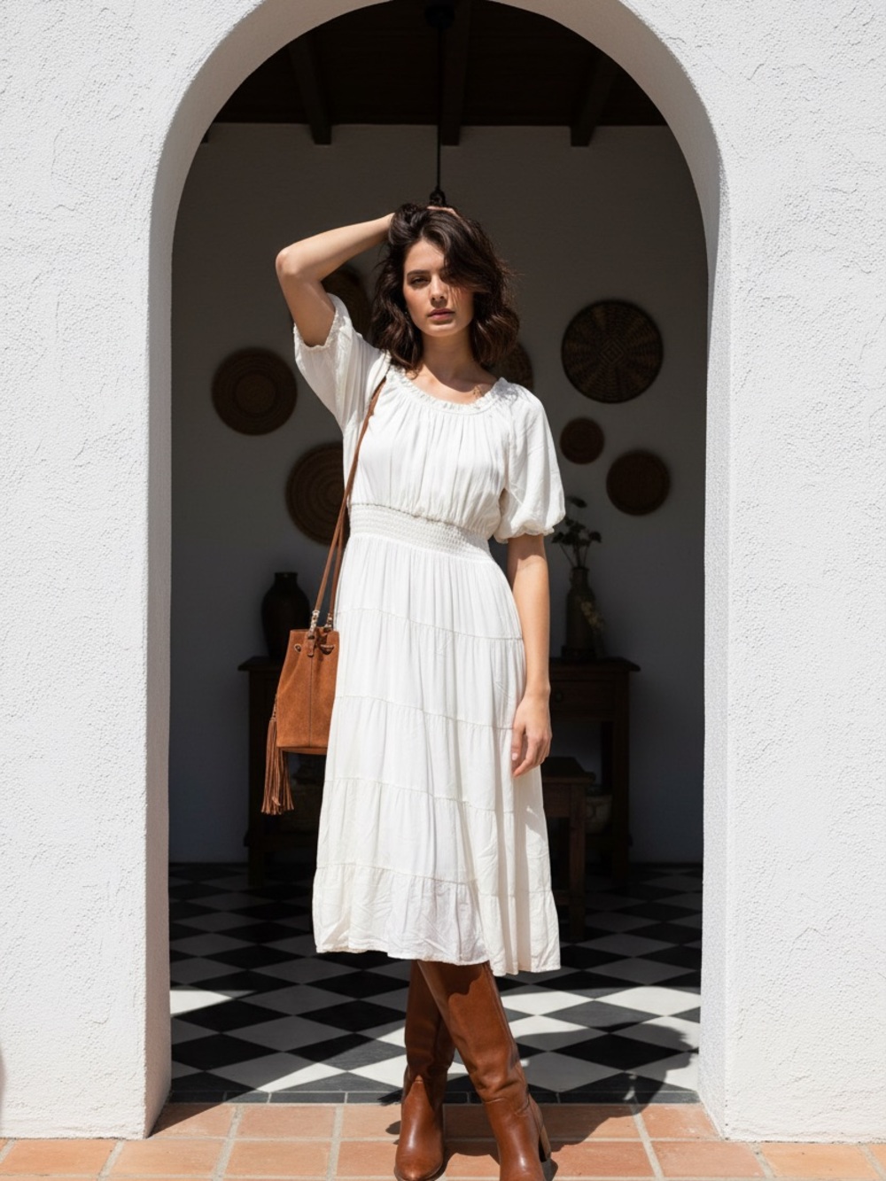 Oak + Fort Cream Puff Sleeve Midi Dress NWT | Medium